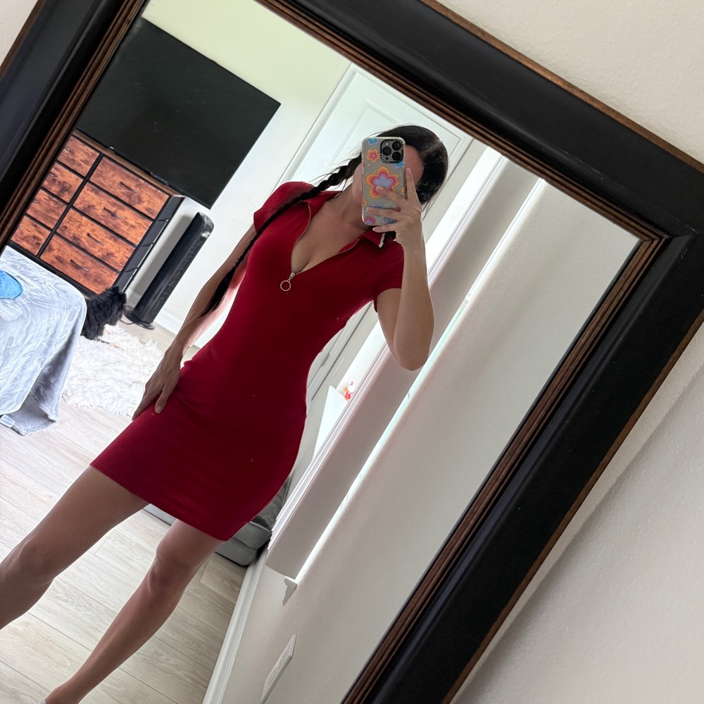Heart and hips red casual bodycon dress
